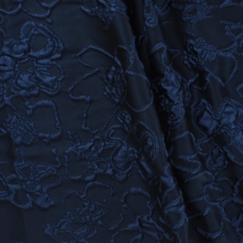 Navy floral jacquard relief